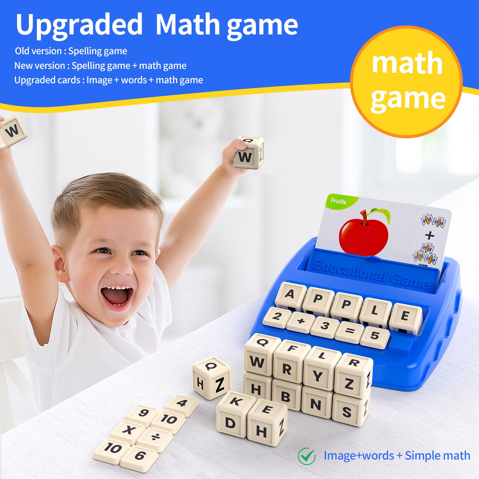 DEGIDEGI Educational Toys for Kids Ages 3-8, Matching Letter Spelling Math Counting Game,Learning Game for Preschool& Kindergarten Kids, Birthday