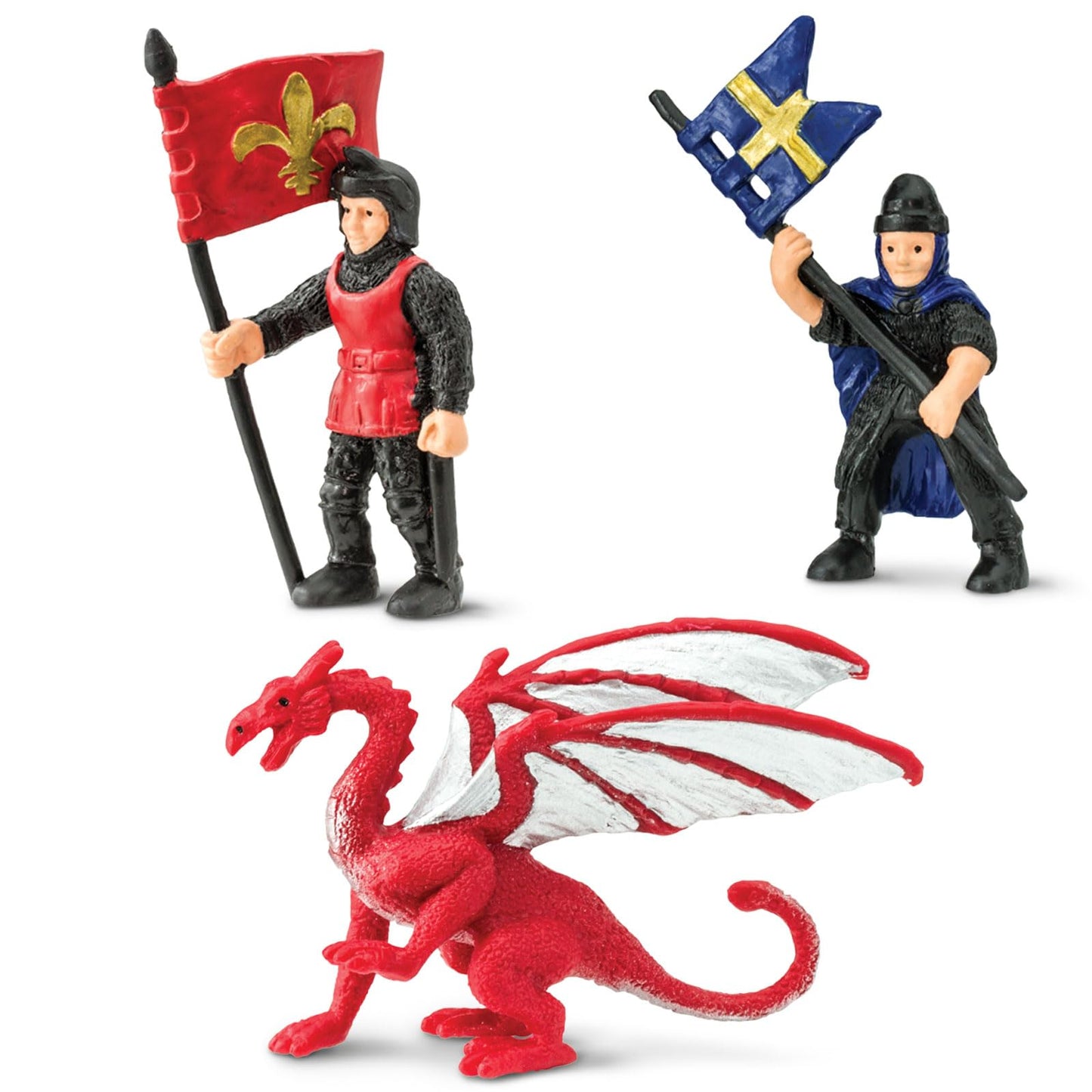 Safari Ltd Knights & Dragons TOOB - 9 Mini Figurines with Knights, Drake, Tiamat, Wyvern, and Peluda Dragon - Toy Figures for Boys, Girls & Kids Ages