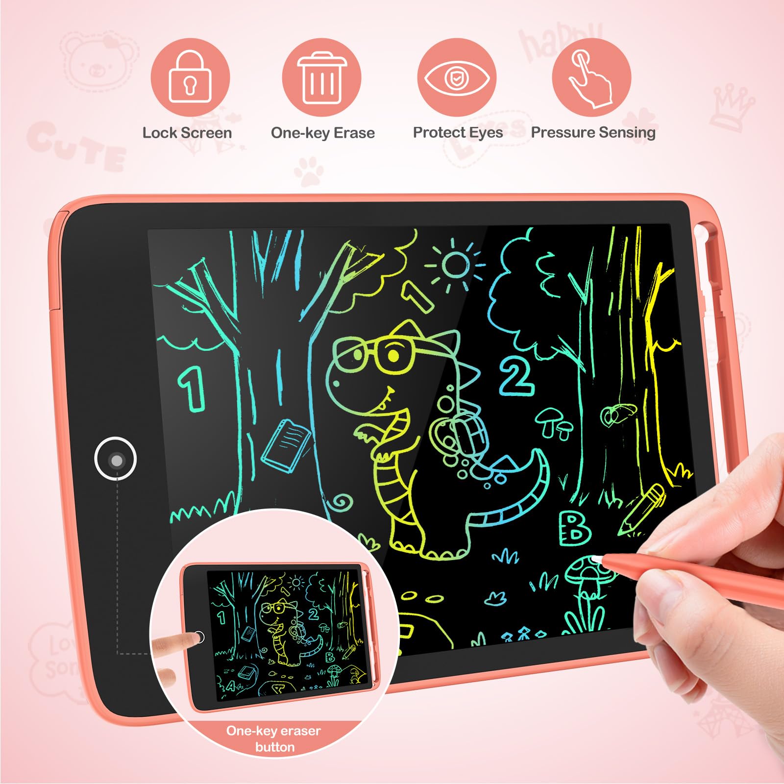 TECJOE 2 Pack LCD Writing Tablet with Fridge Magnets, Doodle Board for Kids Drawing Kitchen Memo, Christmas Stocking Stuffers Birthday Gifts Toys