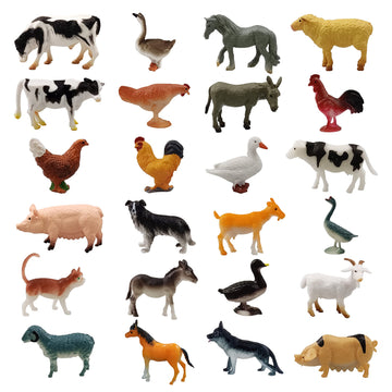 PPXMEEUDC 24 Mini Farm Animal Figurines Realistic Figures Educational Toys for Toddlers Cake Toppers Scene Decorations