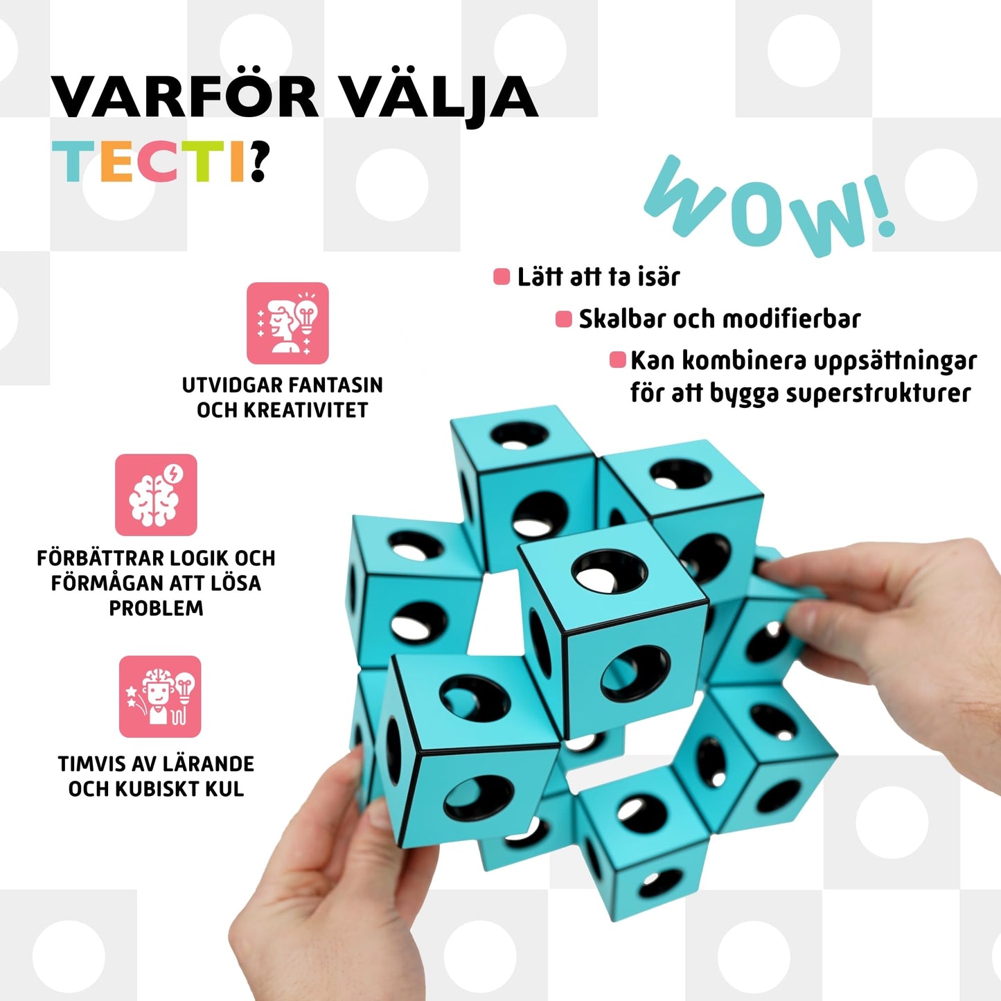 TECTI Kinetic Building System - Cubes with Seismic Moves - Consists of 3-Dimensional Interconnected Cubes - Build Over 50 Dynamic Structures - by Fun