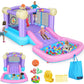 Whubefy Inflatable Pink Bounce House for Kids 2-8 with Ball Pit, 161x82x63 All-in-ONE Jump and Slide Water Park w/50 Ocean Balls, 6 Dart Target Balls