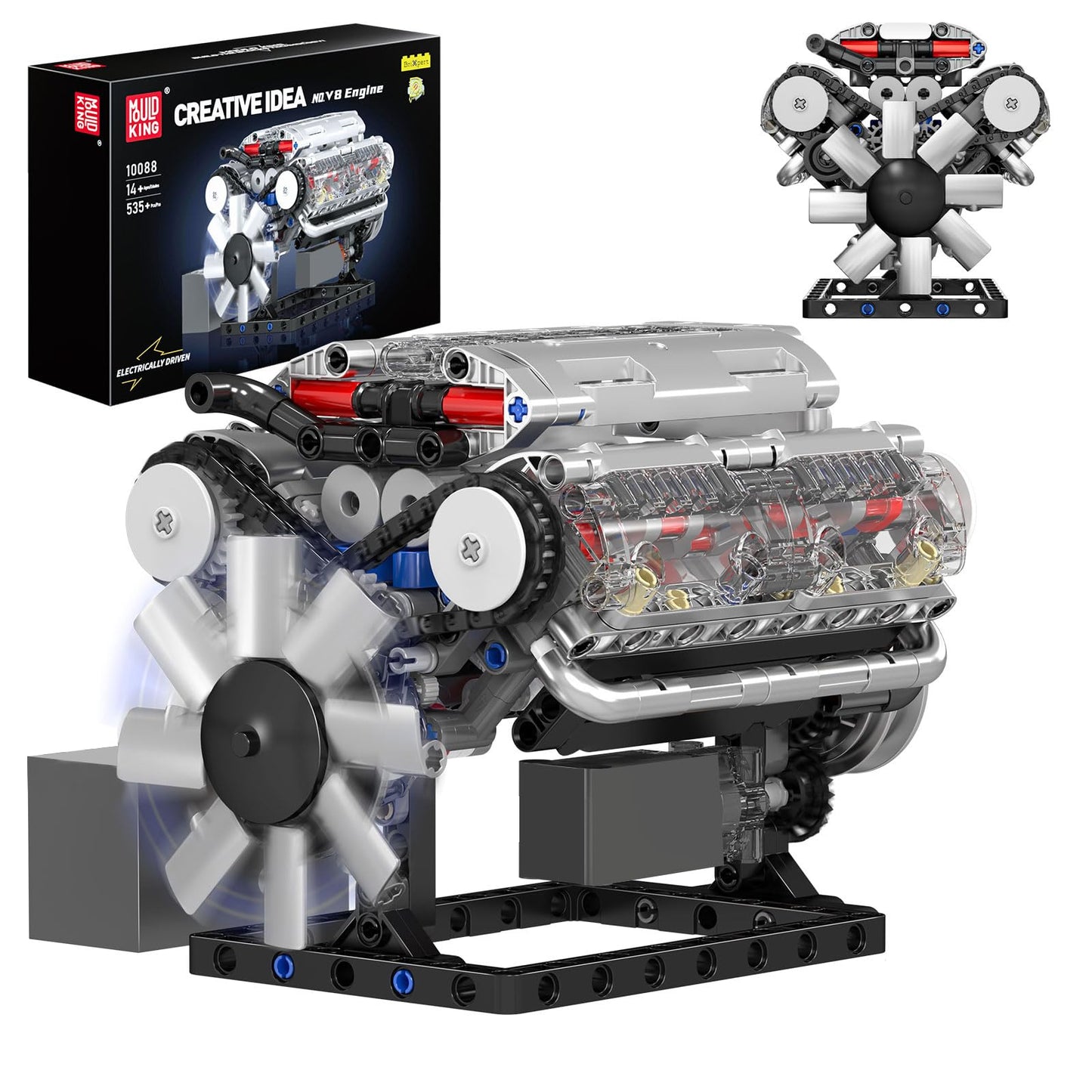 Mould King Visible V8 Engine Building Blocks V8 Motor Model Building Toys, V8 Combustion Engine Building Sets, Creative STEM Toys Building Kit