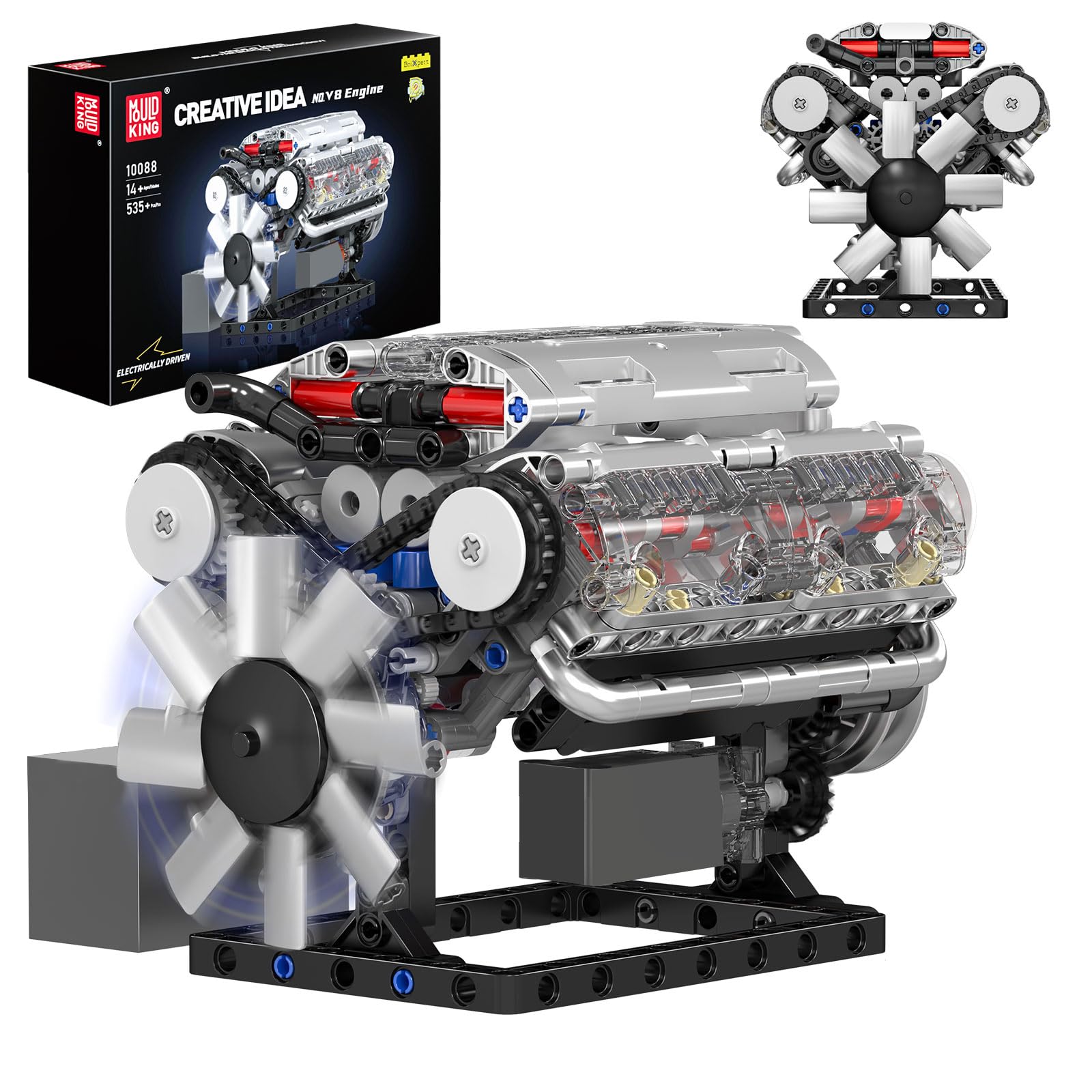 Mould King Visible V8 Engine Building Blocks V8 Motor Model Building Toys, V8 Combustion Engine Building Sets, Creative STEM Toys Building Kit