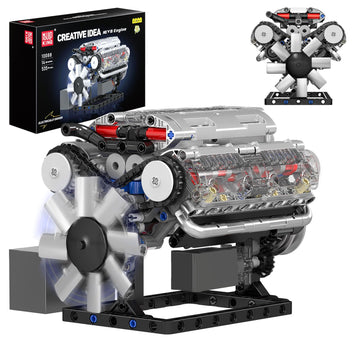 Mould King Visible V8 Engine Building Blocks V8 Motor Model Building Toys, V8 Combustion Engine Building Sets, Creative STEM Toys Building Kit