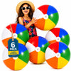 4E's Novelty Beach Balls [6 Pack] 20" Inflatable Beach Balls for Kids - Pool Games Toys for Kids & Adults, Classic Rainbow Color