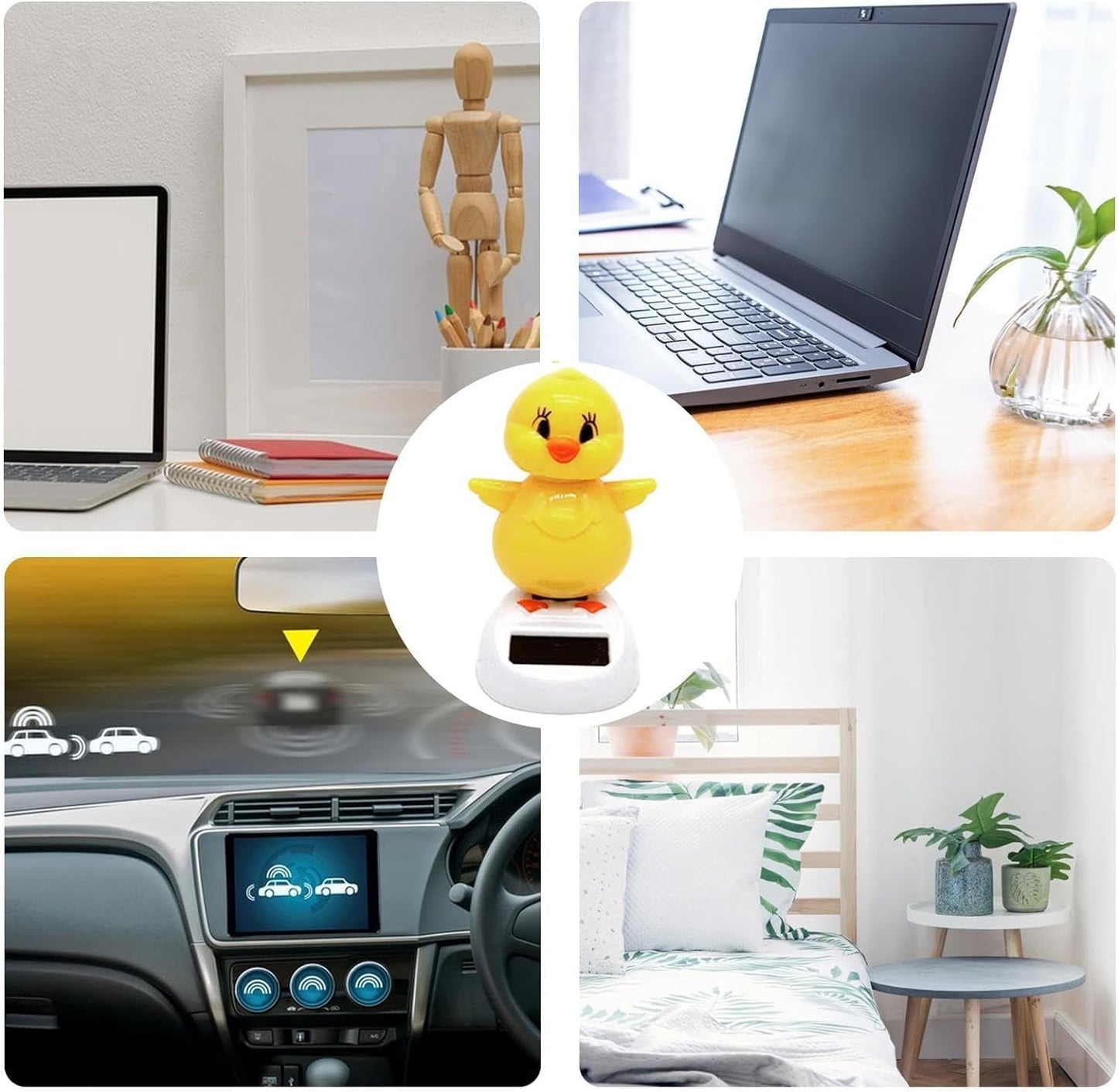 Solar Powered Dancing Chick, Solar Bobblehead Chicken, Solar-Powered Car Charm, Cartoon Bobble Head Chick Ornaments Figures for Car Dashboard