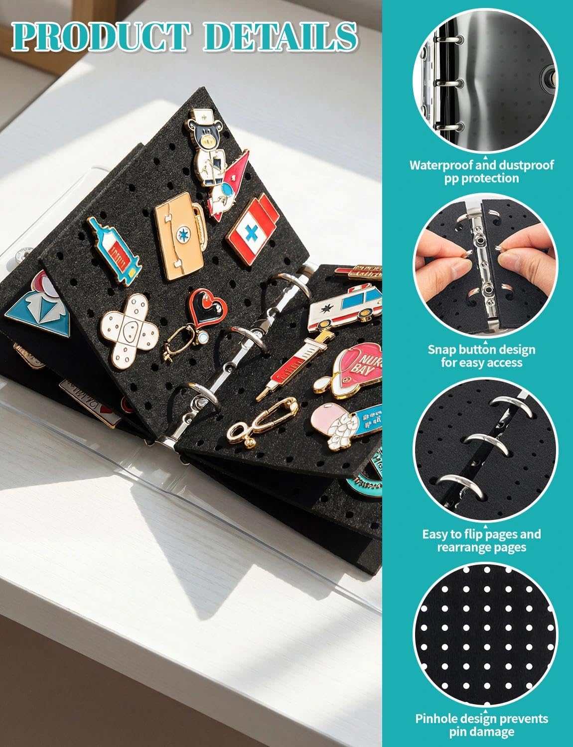 2Pcs Mini Enamel Pin Display Book for Collectors - Portable Pin Trading Book Organizer Case with Protective Pages, Compact Pin Holder Binder for