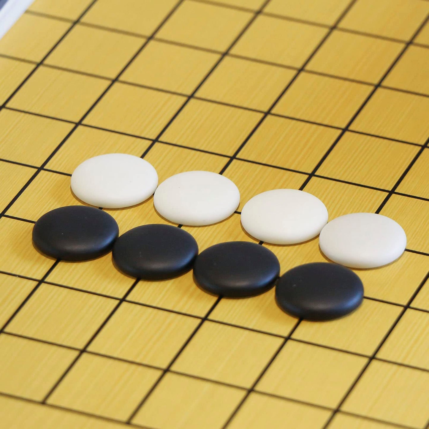 SongYun Go Game Set Reversible 19x19 / 13x13 Wooden Game Board with Single Convex Ceramic Stone 361pcs and Hand-Woven Go Bowls, 2 Players Board Game