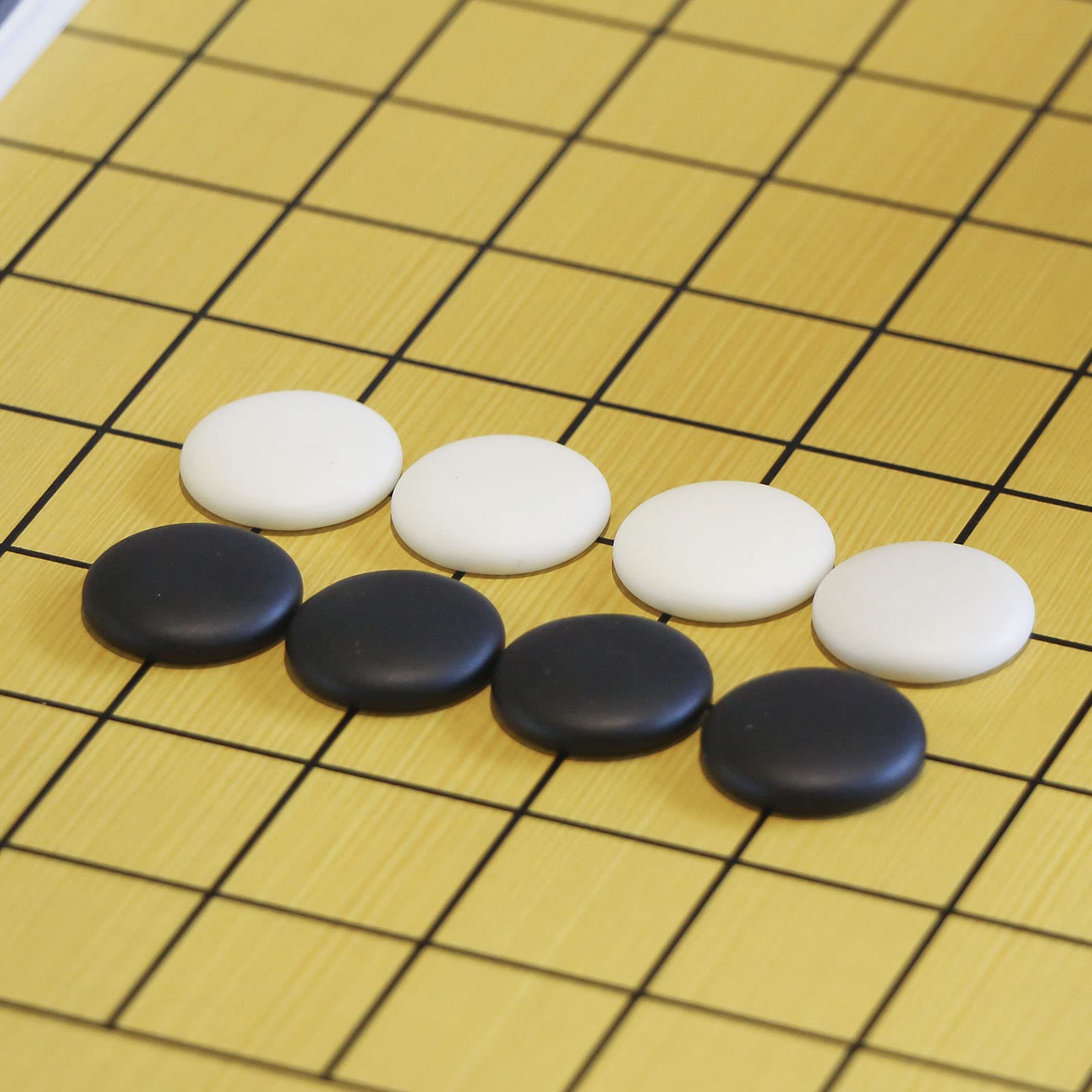 SongYun Go Game Set Reversible 19x19 / 13x13 Wooden Game Board with Single Convex Ceramic Stone 361pcs and Hand-Woven Go Bowls, 2 Players Board Game