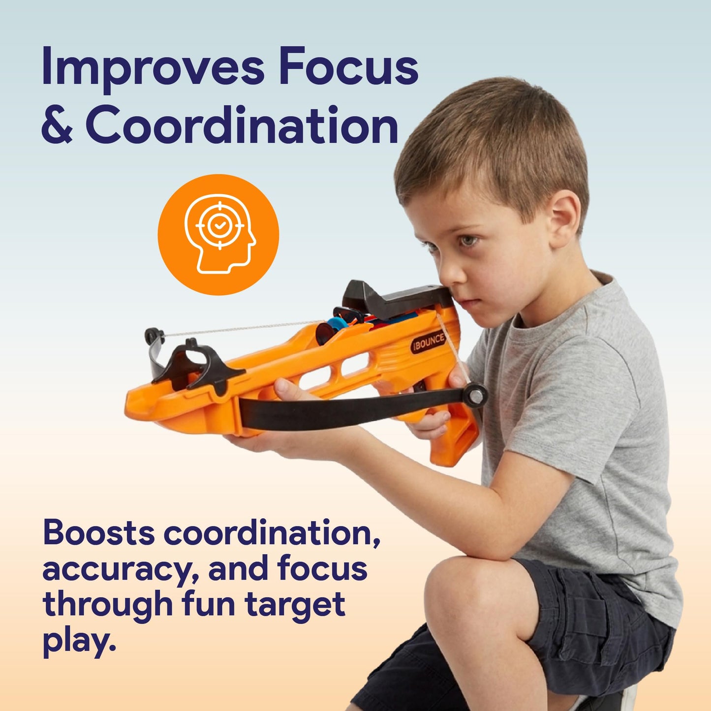 New Bounce Bullseye Crossbow Game - Kids Target Shooting Toy with 6 Suction Darts, Indoor & Outdoor Archery Fun, Improves Focus & Coordination, 1-2