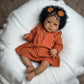 TFJS Lifelike Reborn Baby Dolls Black Girl Silicone Full Body 18 Inch Realistic Newborn Girl Brown Skin Weighted Real Life African American Baby Dolls