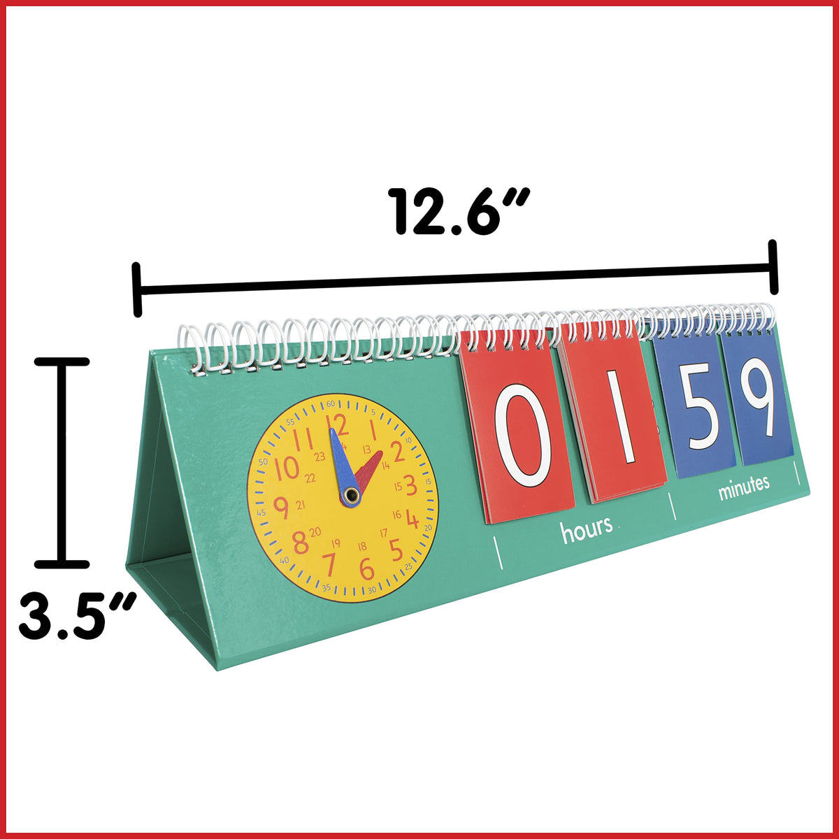 edxeducation Time Flip Chart | Teaching Clock for Kids | Learn to Tell Time with Analog and Digital Formats