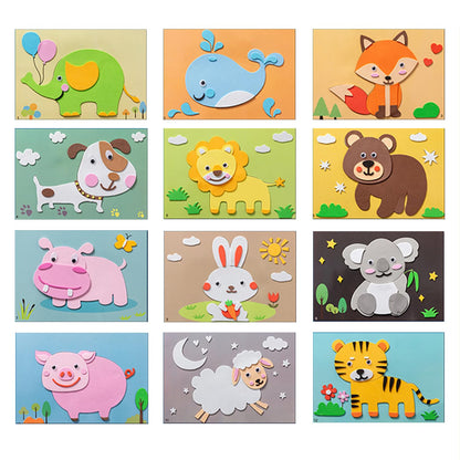 Lovyan 3D EVA Foam Stickers for Toddlers 12PCS Sticky Foam DIY Craft Preschool Art Class Drawing Sticker Puzzle Art Kit for Kids Boys Girls (Animals)