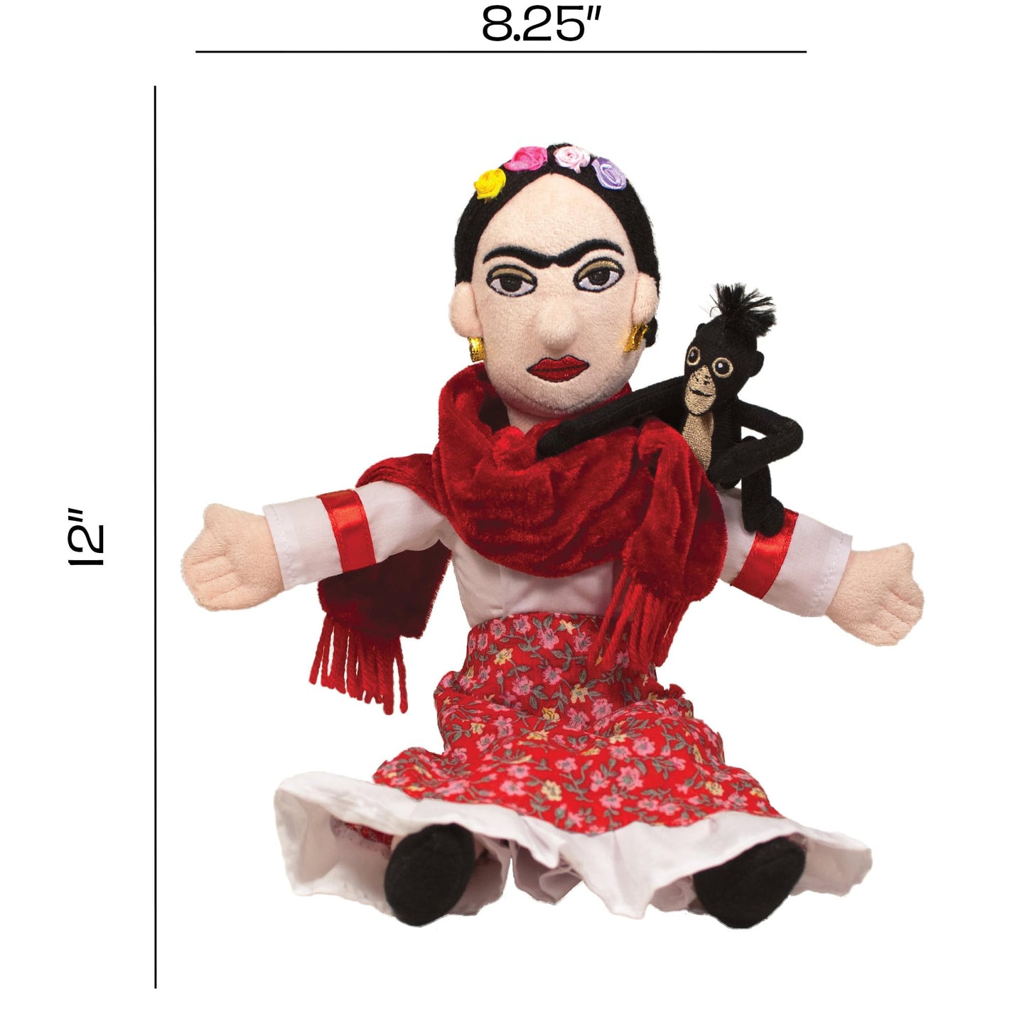 The Unemployed Philosophers Guild Frida Kahlo Doll - 12" Soft Stuffed Plush Little Thinker