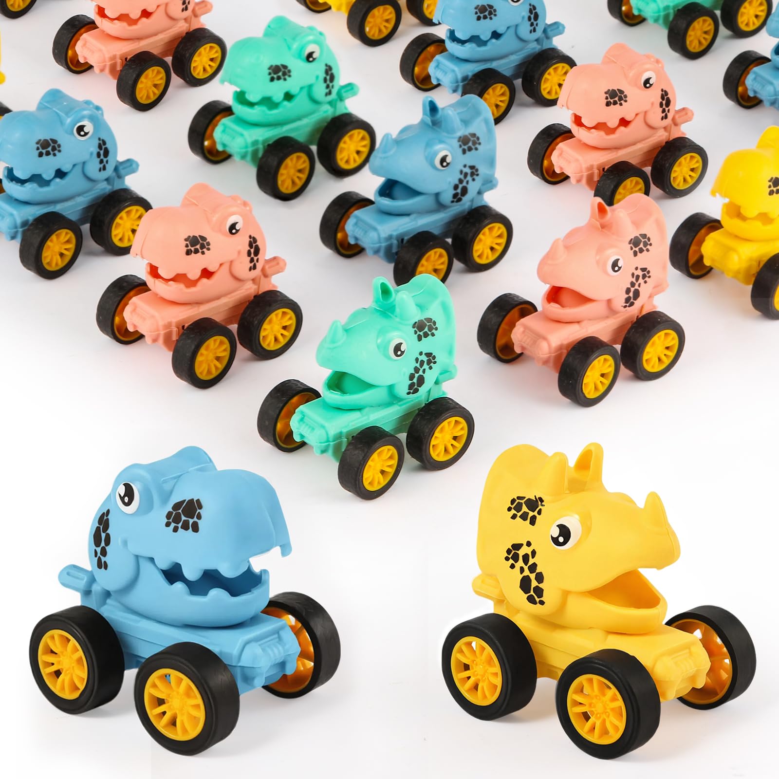 Mctuoba 18 Pcs Dinosaur Toy Pull Back Cars Party Favors for Kids Toddlers, Pinata Goodie Bag Stuffers for Birthday Party, Classroom Prizes Easter Egg