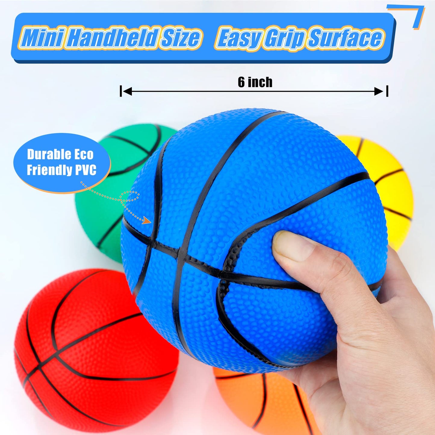 6" Mini Basketball Toy for Mini Pool Balls, Small Basketball for Over The Door Hoop, PVC Beach Balls for Kids Toddler Indoor 3 Pack