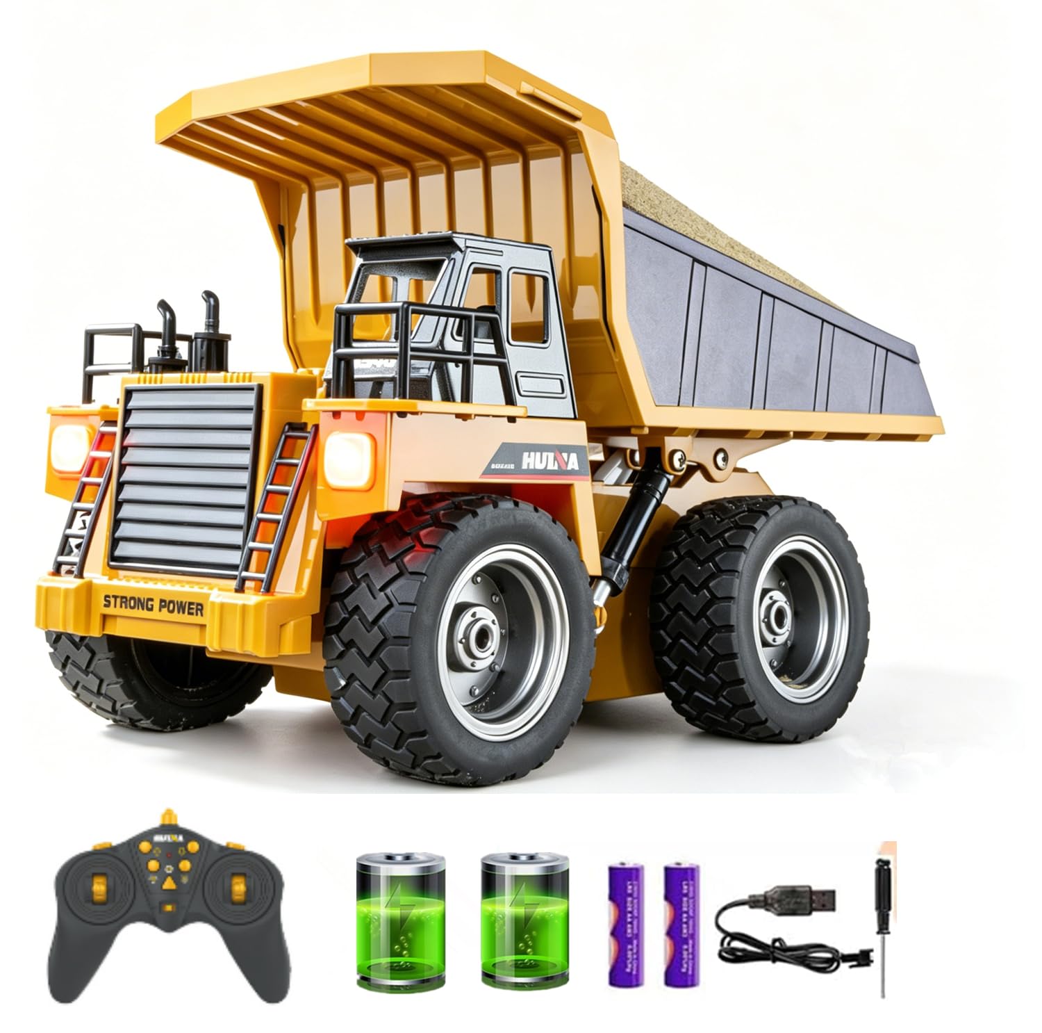 HuiNa Remote Control Dump Truck RC Truck Construction Vehicle Truck Toys with Rechargeable Battery for Toddlers Kids Boys and Girls
