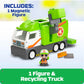 Tile Town Recycling Truck 15-Piece Magnetic Tile Playset, Interactive STEM Magnetic Tiles Toys, Includes 1 Action Figure and 2 Action Tiles