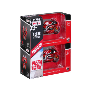 MAISTO - Gift Package Ducati Lenovo Team 2023, 2 Bikes Diecast 1:18, GP23#1 Bagnaia and #23 Bastianini, Realistic Details, Official Ducati Licence