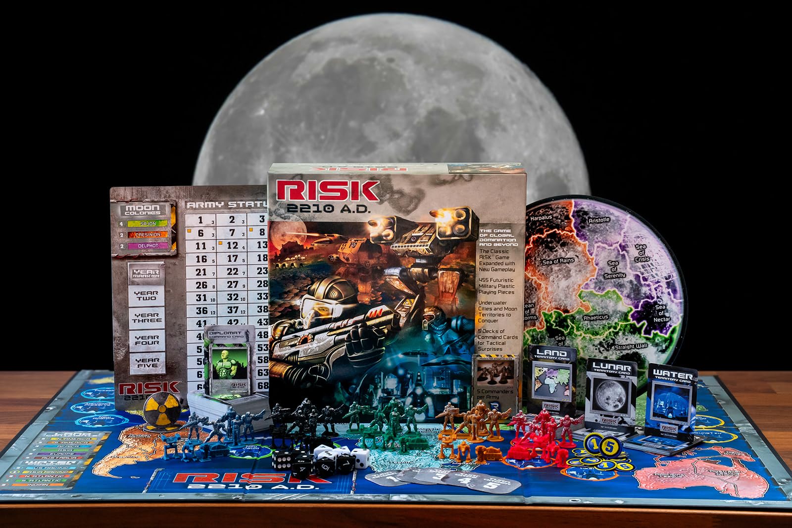 Renegade Game Studios Risk 2210 A.D. Board Game - Strategy, Mechs, Commanders, Moon & Underwater, Ages 10+, 2-5 Players