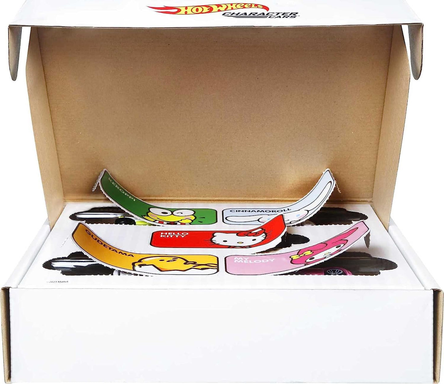 Hot Wheels Sanrio Toy Character Car 5-Pack in 1:64 Scale: Hello Kitty, Keroppi, Gudetama, Cinnamaroll & My Melody, Set for Kids & Collectors