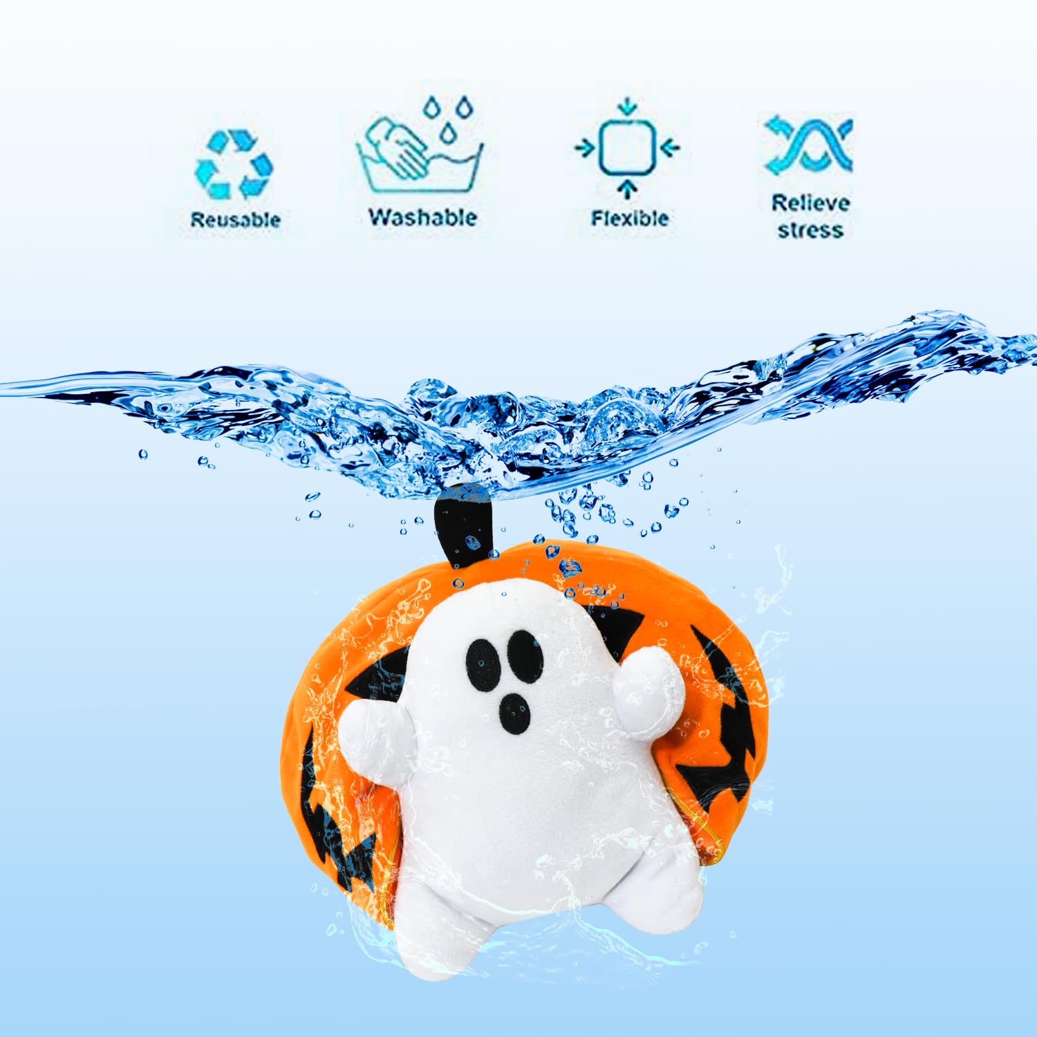 GYNAKJ Halloween Pumpkin Ghost Plush Toy with Zipper - Cute Jack-o’-Lantern Ghost Pillow Decoration - Soft and Cuddly for Boys and Girls Plush Toy