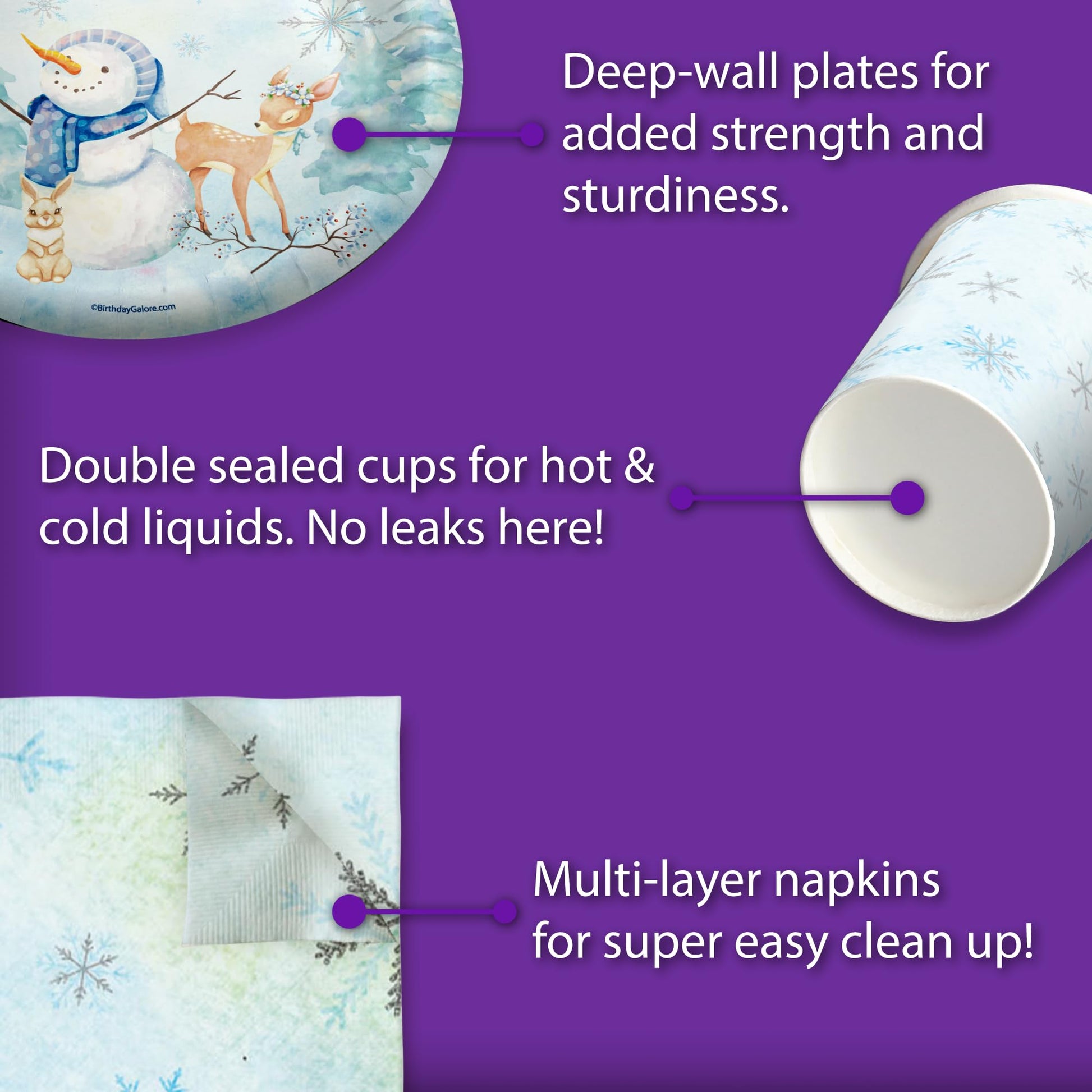 Snowman Winter Onederland First Birthday - 32 Piece Disposable Party Supplies - Decorations for Snowflake Boy's 1st Birthday Round Party Plates