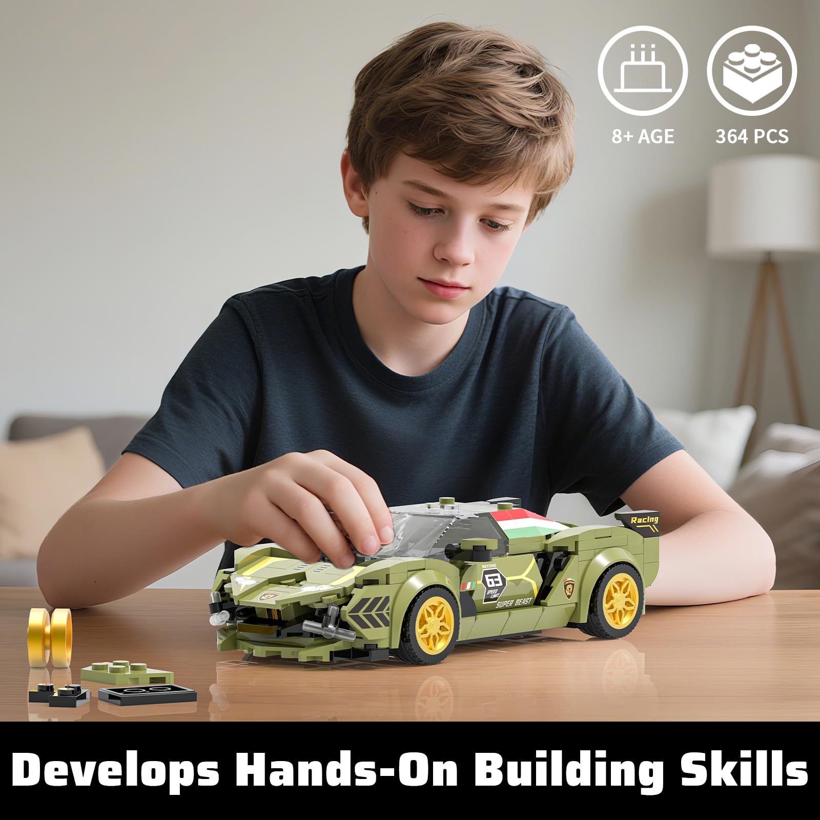 Mould King 27003 Speed Champion SIAN Racing Car Building Set & Display Case, MOC Creative Classic Cars for Boys Age 14+, Cool Vehicles Model Toys