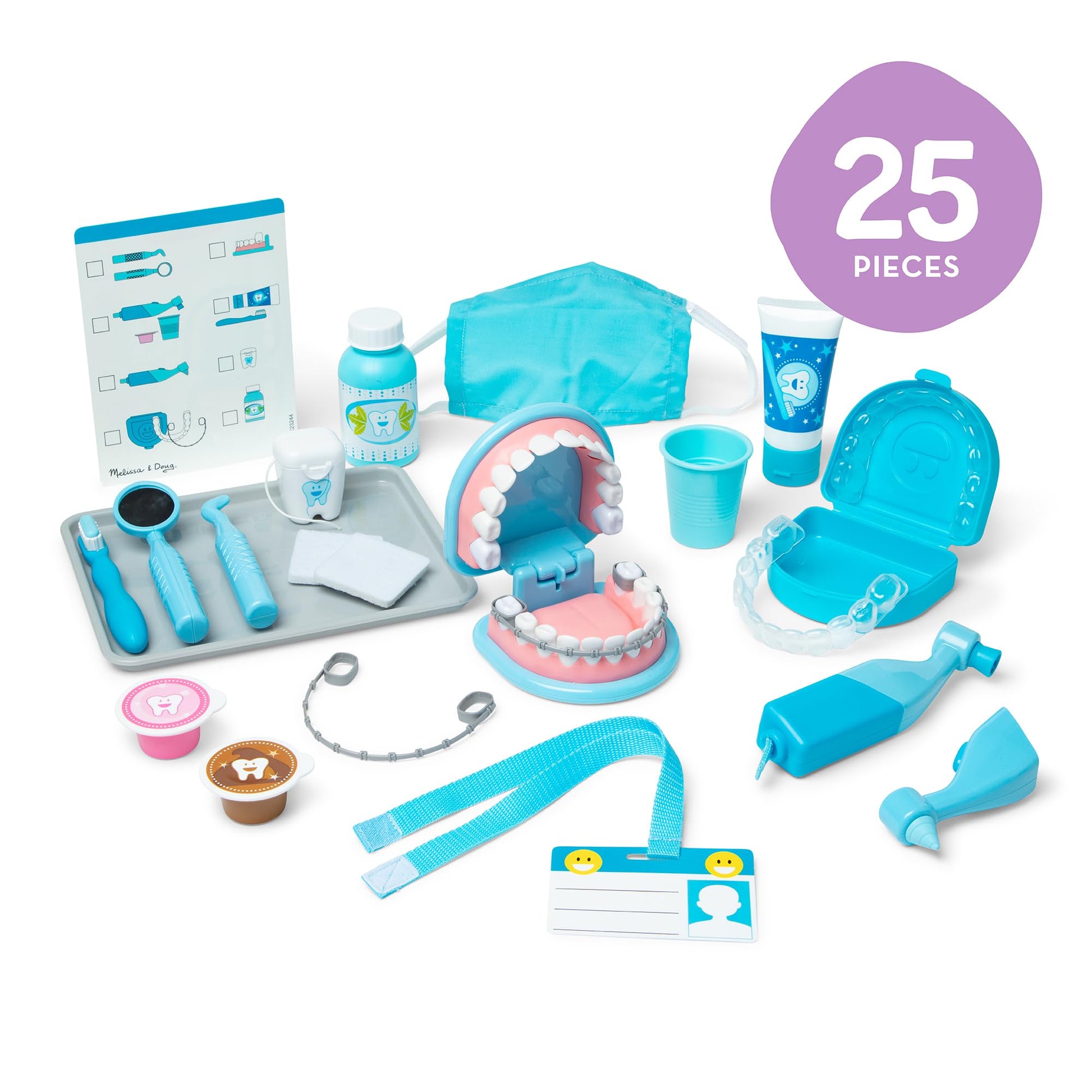 Melissa & Doug Super Smile Dentist Play Set, 25-Piece Dentist Kit with Oversized Teeth, Large Tools & Accessories, Kids Toys for Girls & Boys 3+
