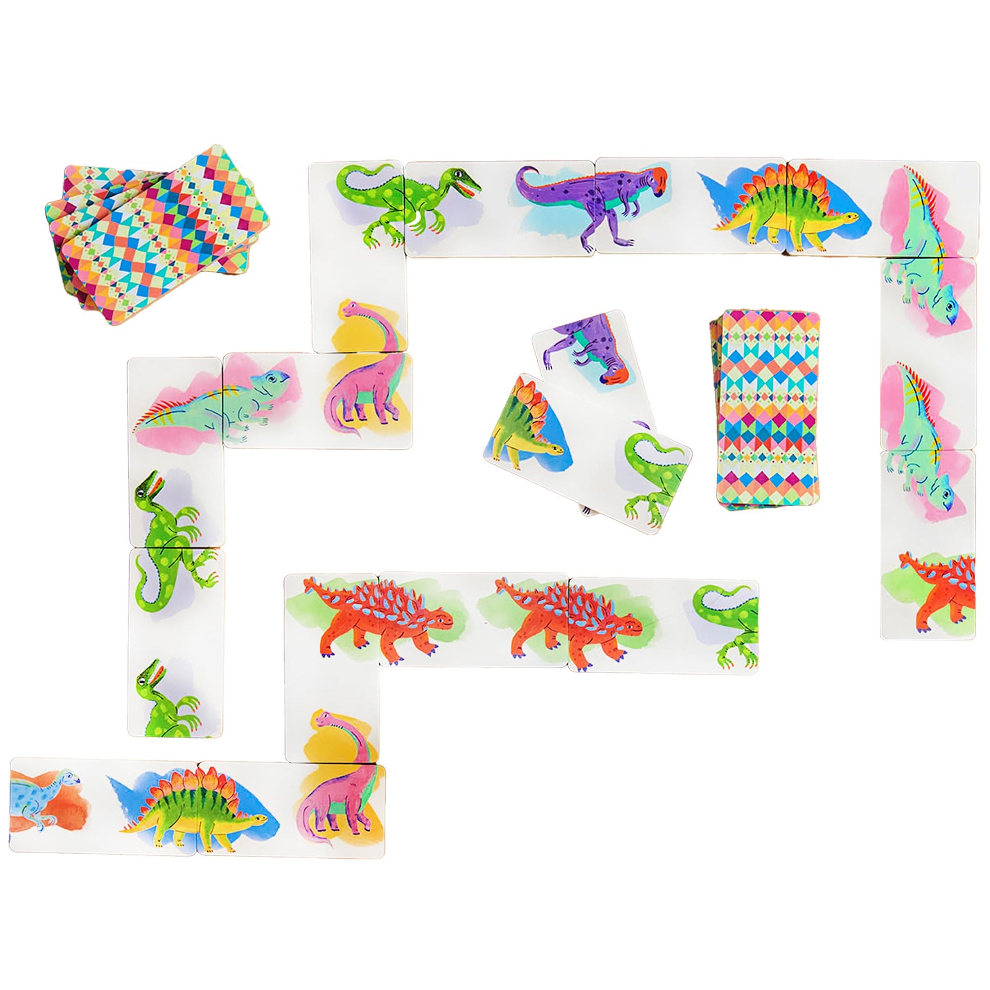 eeBoo Floor Head to Toe Dominoes - Dinosaurs 28 Piece Matching Game, Colorful Dinosaur Tiles, Screen-Free Fun for Kids Ages 3 and up
