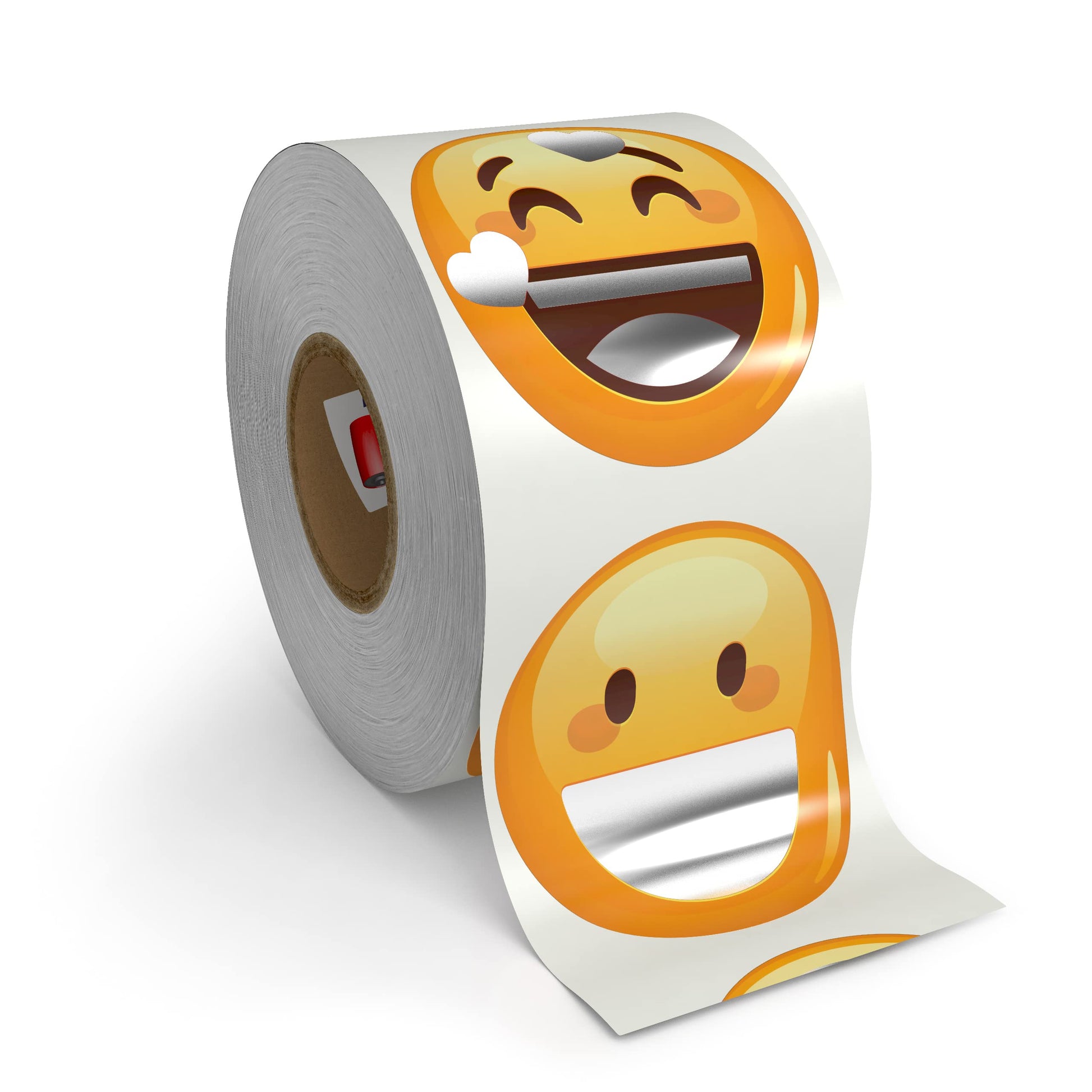 Emoticon Stickers for Kids - 2" Circles Shiny Silver - Smile Stickers for School and Home, Rewards, Parties, and More. Made in The USA by Kenco (2)