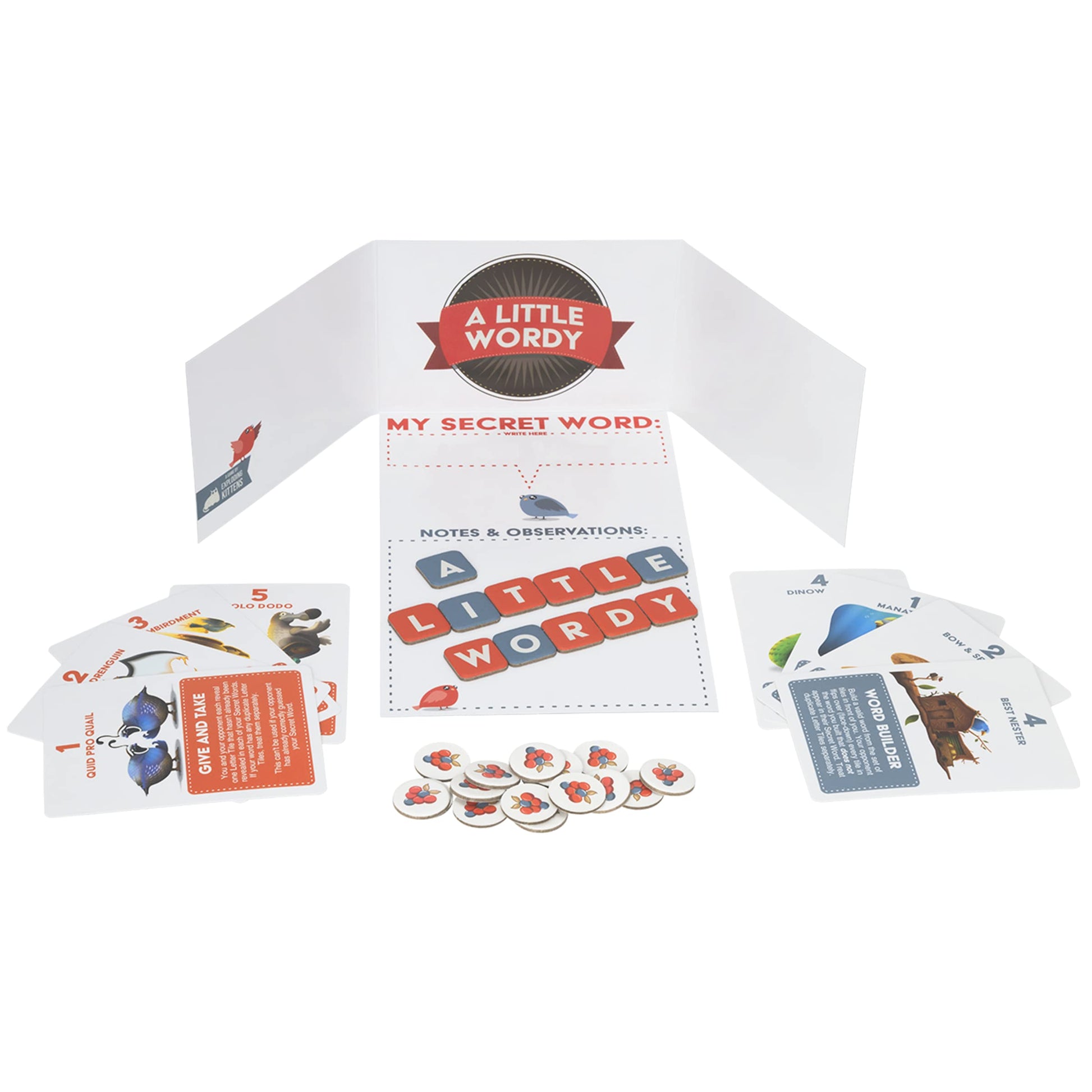 Exploding Kittens A Little Wordy 2 Players - Ages 10+ - 15 Minutes to Play - Letter Tile Word Game - Couples Game, Date Night Game, Adult and Teen