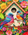 Springbok Blooming Birds 1000 Piece Jigsaw Puzzle for Adults - Poster Now Included - Colorful Bird House - Unique Cut Pieces - Made in USA