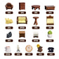 23pcs Brown Dollhouse Mini Furniture Kit Decoration DIY Accessories Including Dining Room Sitting Living Bedroom Set Toys for Baby Boys Children Girls