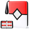 Trading Card Binder 4-Pockets, Card Binder Fits 400 Cards with 50 Removable Sleeves, Card Folder for MTG, TCG, Game Cards & Sports Cards-Red
