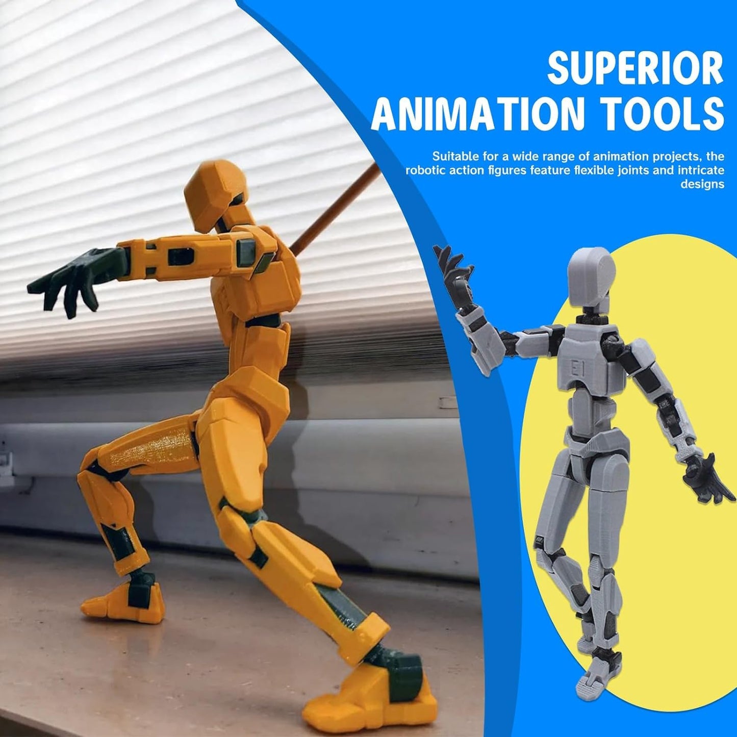 MerryXD T13 3D Action Figure,Assembly Completed Dummy Nova Titan Lucky 13 Action Figure 3D Printed Multi-Jointed Movable Toy Yellow