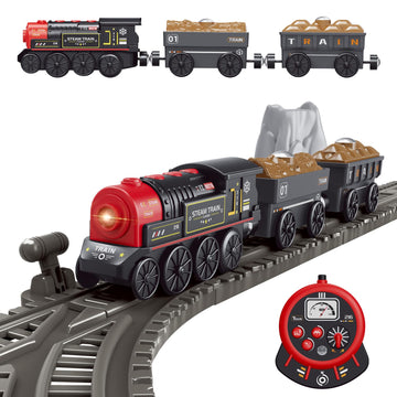 Motorized Train for Wooden Track, Remote Control Train with Magnetic Connection, Battery Operated Locomotive Trains for Toddlers, Compatible