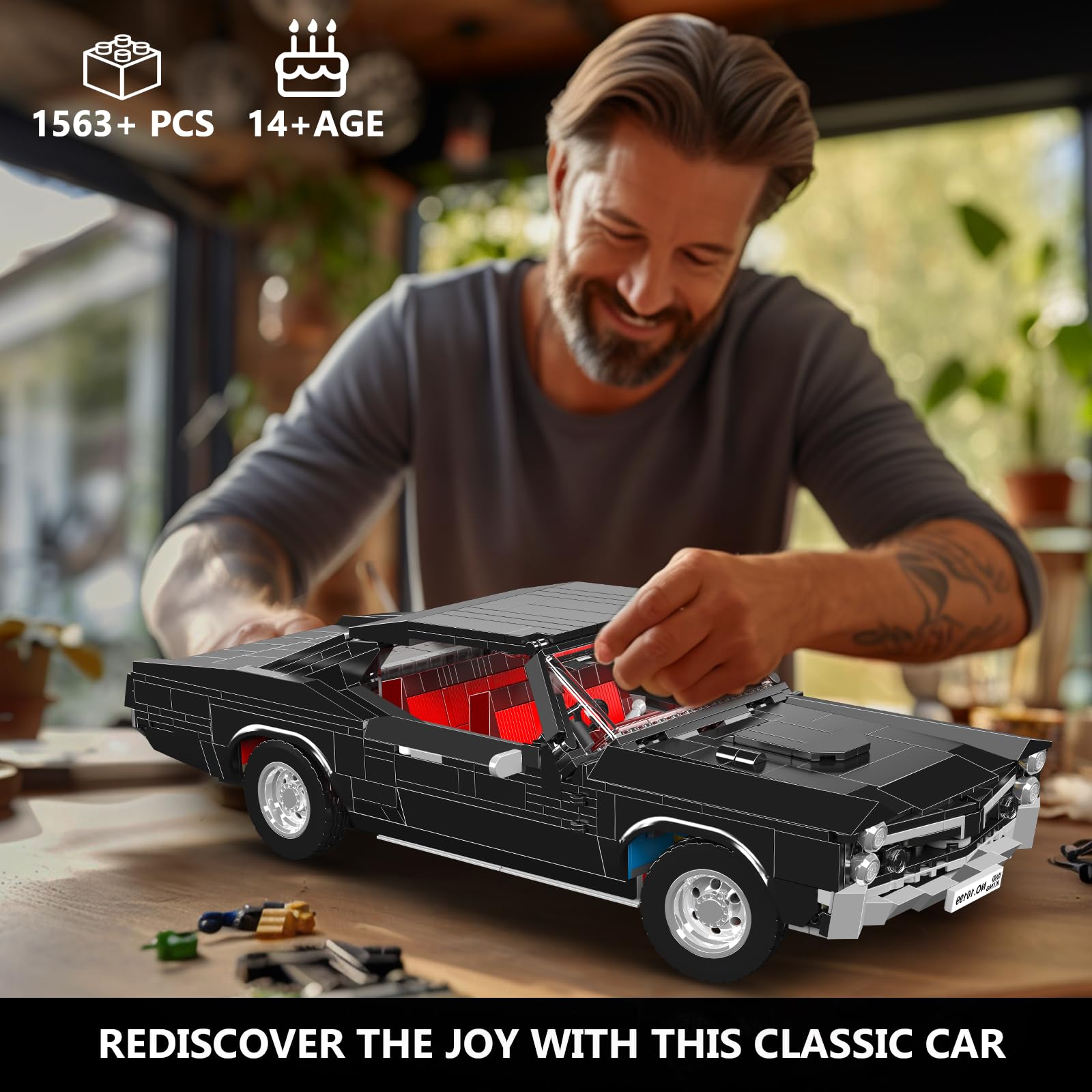 Mould King 10199 Sports Car Building Block Kits, MOC Classic Vintage Car Model Building Sets, Gift for Age 14+/Adult Collections Enthusiasts (1563+