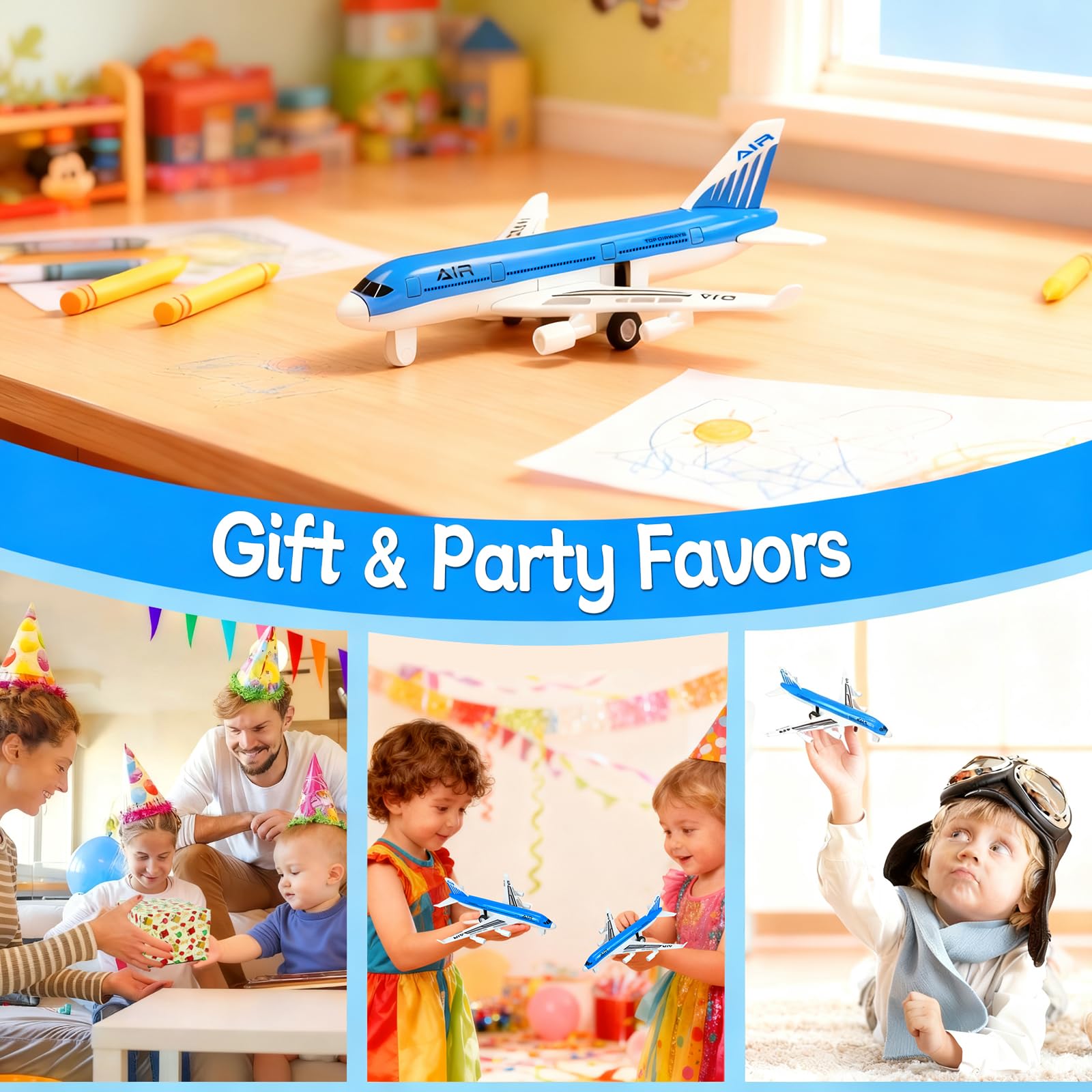QUANA Airplane Toys 4 Pack, Toy Planes for Boys Age 3 4 5 6 7 8-12, Pull Back Alloy Planes Diecast Airplanes Model, Aeroplane Airlines Toy Plane