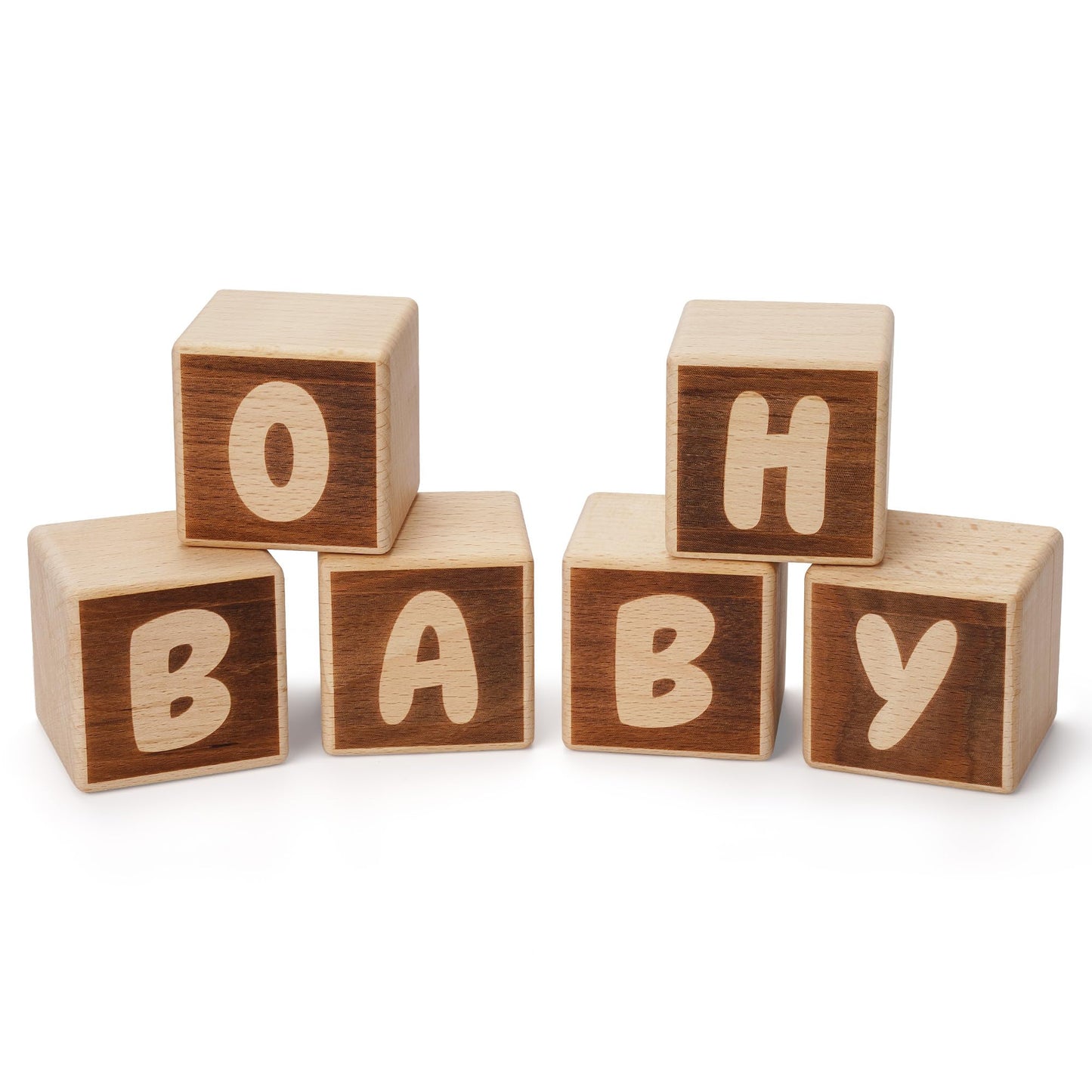 OH Baby Wooden Blocks for Baby Shower Party Table Centerpiece Decoration, Gender Reveal Letters Guestbook Keepsake - Small 2.0" Blocks