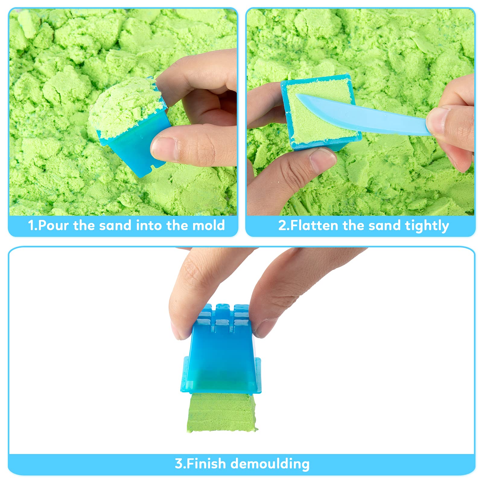 ThinkMax Sand Kit for Kids, 3lbs Sand, 6 Mini Construction Trucks