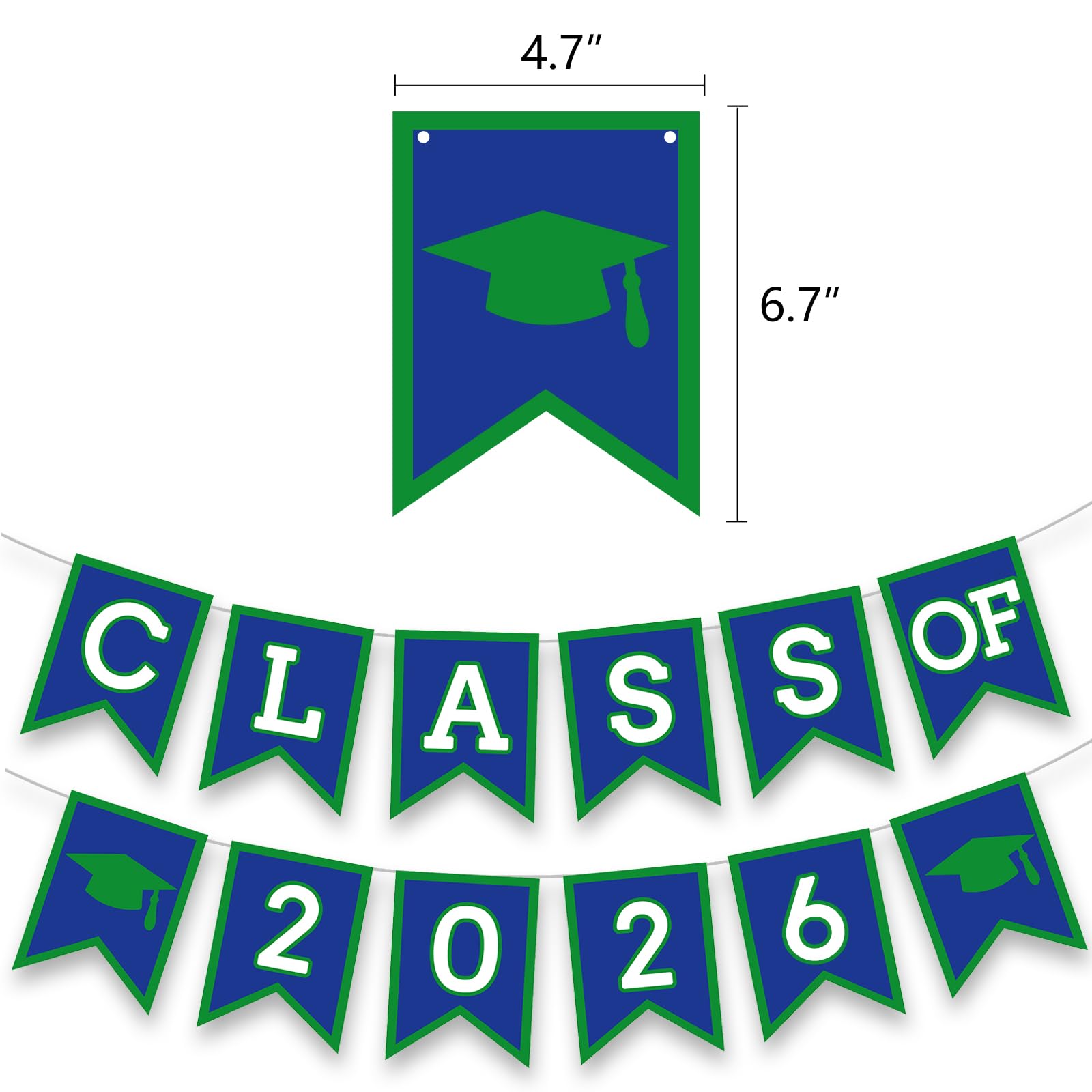 DOMOO OF DREAMS Blue Green Graduation Party Decoration Class Banner Hanging Pom Poms Flowers High School College Grad Supplies