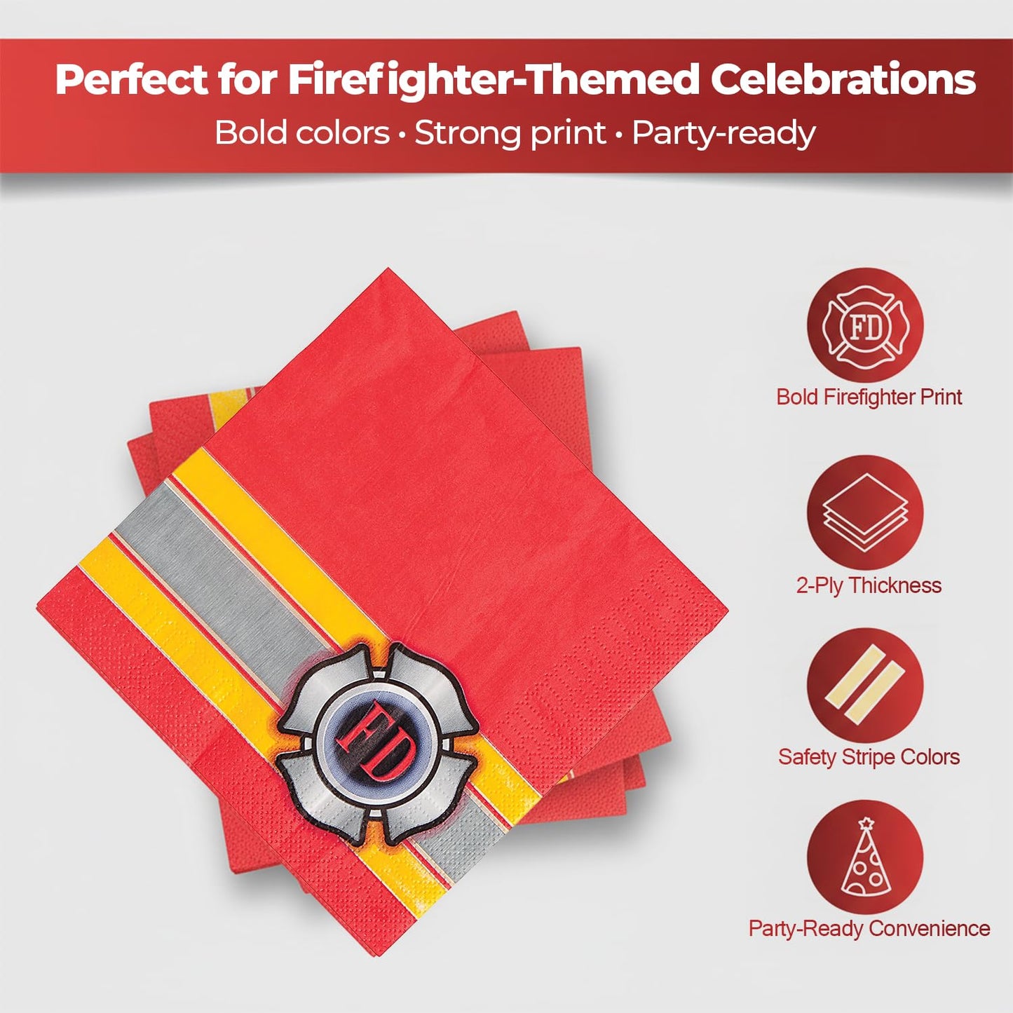 Fun Express - Fire House Hero Lunch Napkins (16pc) for Birthday - Party Supplies - Print Tableware - Print Napkins - Birthday - 16 Pieces
