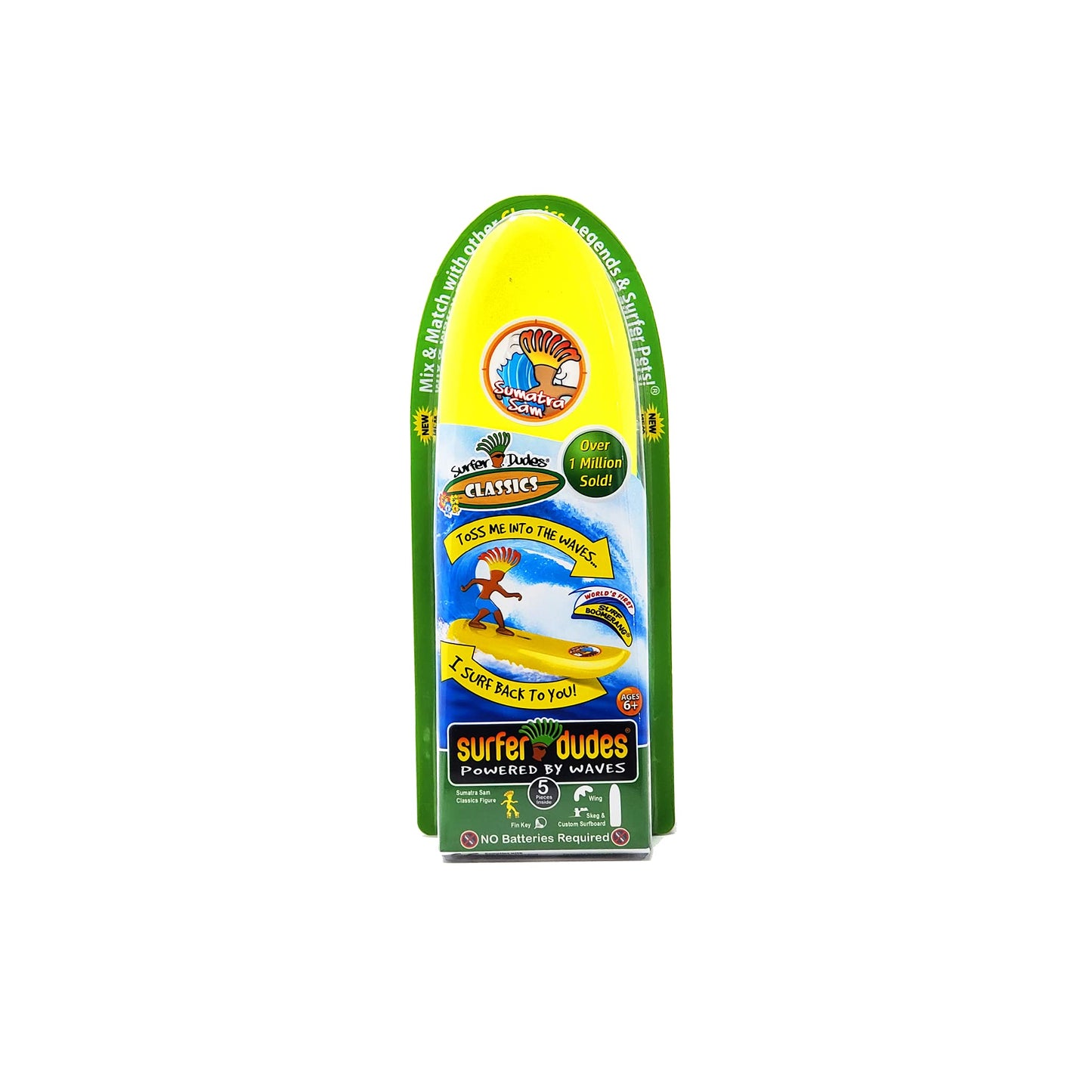 Surfer Dudes Classics Wave Powered Mini-Surfer and Surfboard Toy - Sumatra Sam