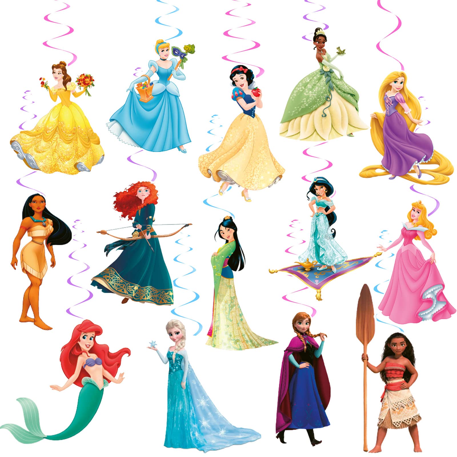 Princess Party Decorations, 28 Pcs Princess Theme Hanging Swirl Decorations, Ceiling Streamers for Girls Birthday Party, Kids Party & Baby Shower