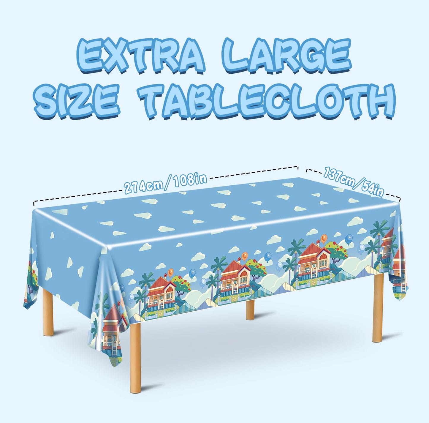 POAKYPA Blue Birthday Party Supplies, 3 Pack Rectangle Plastic Tablecloth, 54 in x 108 in, Waterproof PE Material, Dog Themed Table Cover for Pet