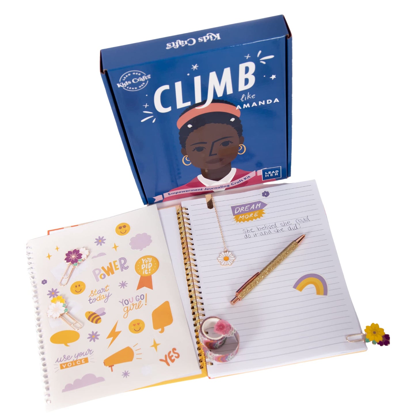 Kids Crafts Climb Like Amanda Empowerment Journaling Craft Kit - Journal for Girls Ages 8-12 | Journals for Kids | Great 10 Year Old Girl Birthday