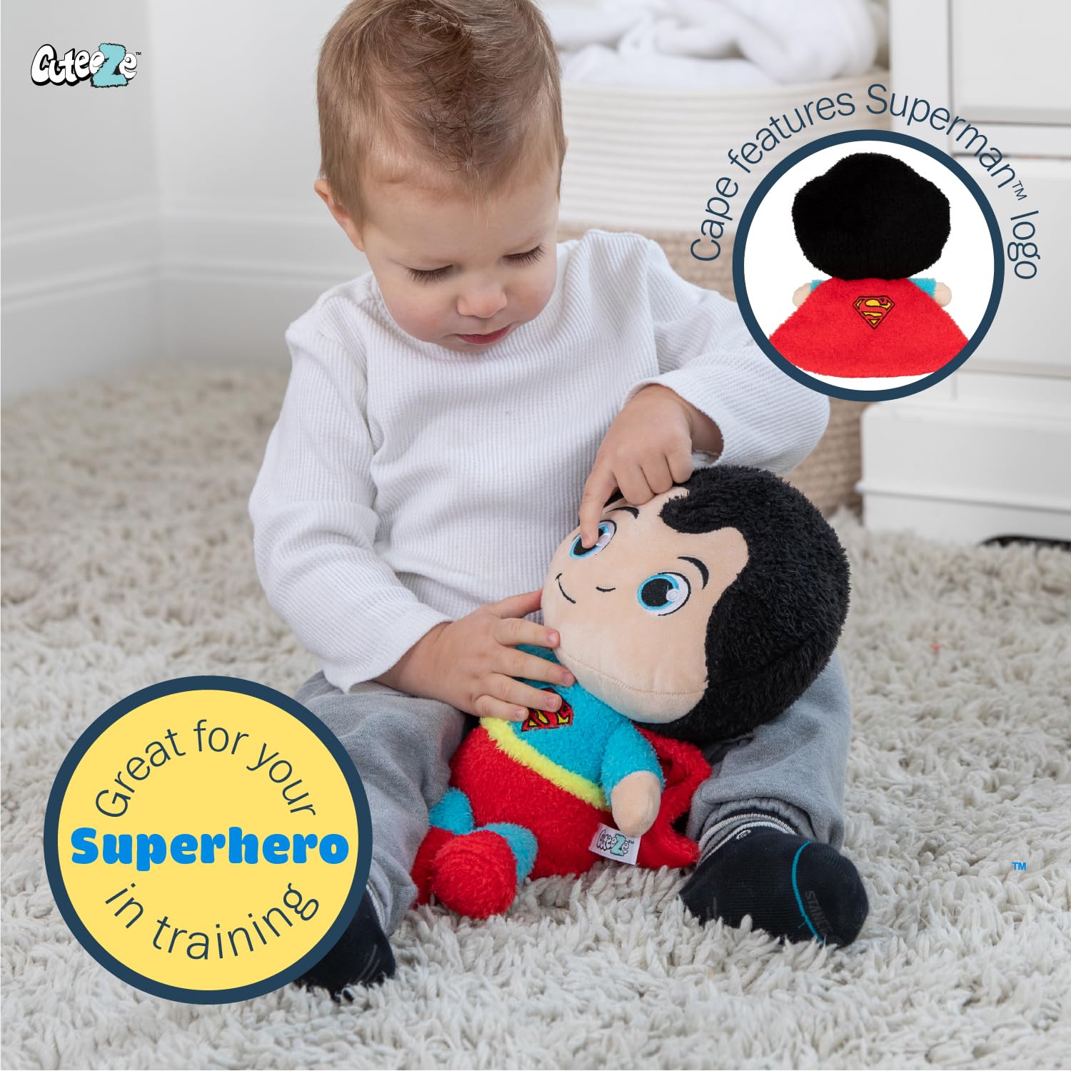 Kids Preferred WB DC Superman Extra Soft Plush Stuffed Superhero Toy for Baby and Toddler Boys and Girls - 12 Inch Plush