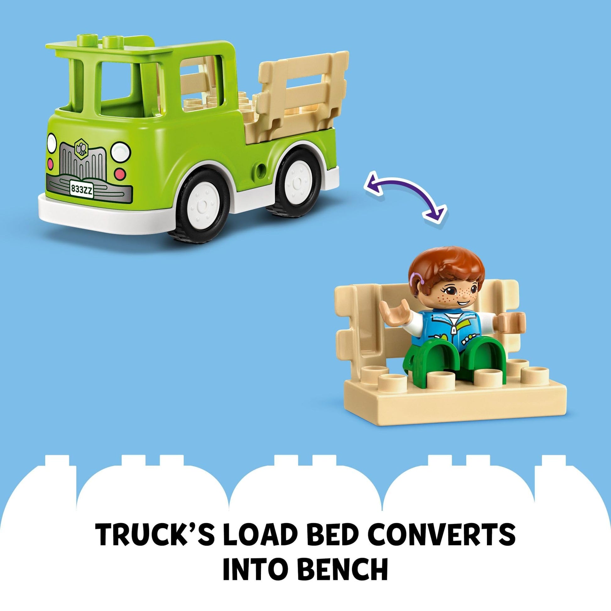 LEGO DUPLO Town Caring for Bees & Beehives Preschool Kids’ Learning Toy, 2 Figures and a Drivable Truck, STEM Toy, Build-and-Rebuild Educational Set